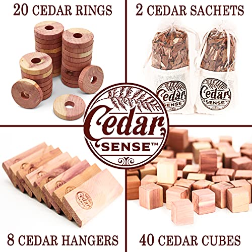Cedar Sense – Cedar Variety 70 Pack – 40 Cubes – 20 Rings – 8 Hang Ups – 2 Sachets – Cedar Blocks for Clothes Storage – Cedar Chips for Closets – Cedar Blocks – Cedar Closet Home | The Storepaperoomates Retail Market - Fast Affordable Shopping