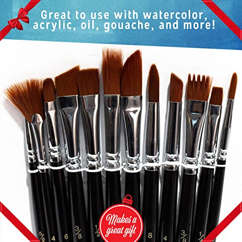 Crafts 4 All Acrylic Paint Brushes – Pack of 12 Professional, Wide and Fine Tip, Nylon Hair Artist Paintbrushes – Paintbrush Bulk Set for Watercolor, Canvas, Craft, Detail & Oil Painting | The Storepaperoomates Retail Market - Fast Affordable Shopping