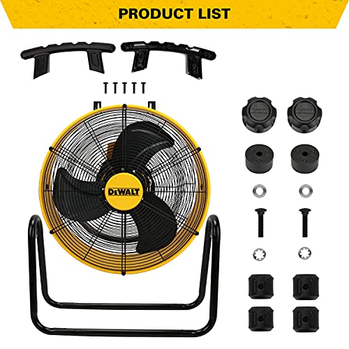 DEWALT DXF-2042 High-Velocity Industrial,Floor,Drum,Barn,Warehouse Fan Heavy Duty Mover Portable Air Circulator 3-Speed Adjustable Tilt, 20″, Yellow | The Storepaperoomates Retail Market - Fast Affordable Shopping