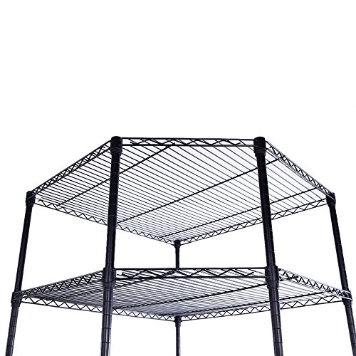 WEI WEI GLOBAL 6 Tiers Polygonal Corner Shelf, Metal Storage Standing Rack w/ Wheels, Wire Shelving Unit for Kitchen, Garage and Living Room (Black) | The Storepaperoomates Retail Market - Fast Affordable Shopping