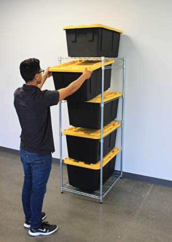 MonsterRAX Bin Rack with (5-Pack) 27 Gallon Storage Totes (Yellow Lid, Black Bin), Stackable, and Lockable | The Storepaperoomates Retail Market - Fast Affordable Shopping