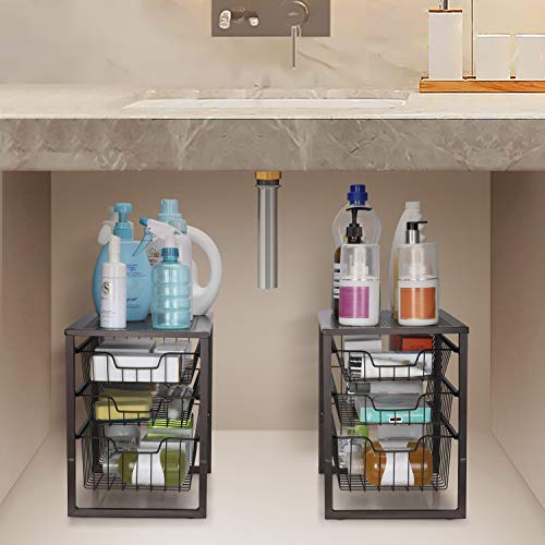 Simple Trending 3-Tier Under Sink Cabinet Organizer with Sliding Storage Drawer, Desktop Organizer for Kitchen Bathroom Office, Stackable,Bronze | The Storepaperoomates Retail Market - Fast Affordable Shopping