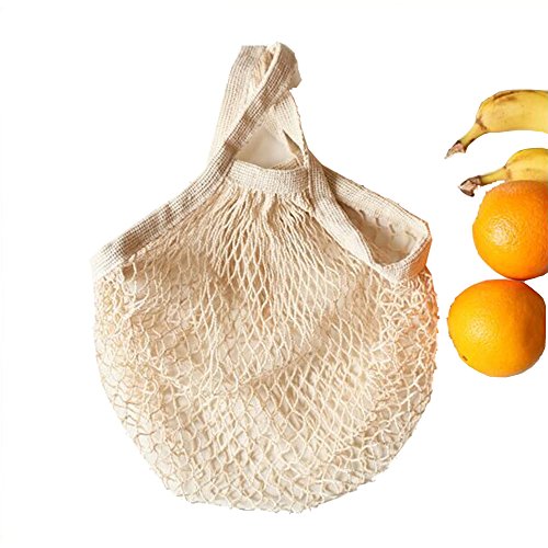 Ahyuan Ecology Reusable Cotton Mesh Grocery Bags Cotton String Bags Net Shopping Bags Mesh Bags Pack of 3 (Beige) | The Storepaperoomates Retail Market - Fast Affordable Shopping