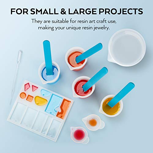 Silicone Resin Measuring Cups Tool Kit- Nicpro 250 & 100 ml Measure Cups, Silicone Popsicle Stir Sticks, Pipettes, Finger Cots for Epoxy Resin Mixing, Molds, Jewelry Making, Waxing, Easy Clean | The Storepaperoomates Retail Market - Fast Affordable Shopping
