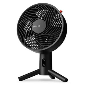 Sharper Image SPIN 10 Oscillating Desktop Fan with 3 Speeds, Small, Black