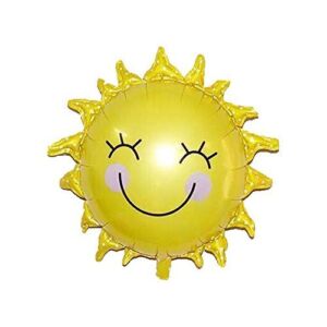 Smiley-face Sun Balloon, 26″ Foil Mylar Helium Balloon, Pack of 5