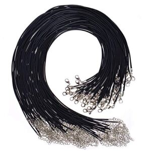 Selizo 100Pcs Necklace Cord for Jewelry Making, Black Waxed Necklace Cord String for Jewelry Necklace Bracelet Making Supplies