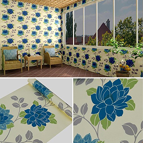 Yifely Large Blue Peony Shelf Liner Self-Adhesive Dresser Drawer Covering PVC Paper Refresh School Study Desk 17.8 Inch by 9.8 Feet | The Storepaperoomates Retail Market - Fast Affordable Shopping