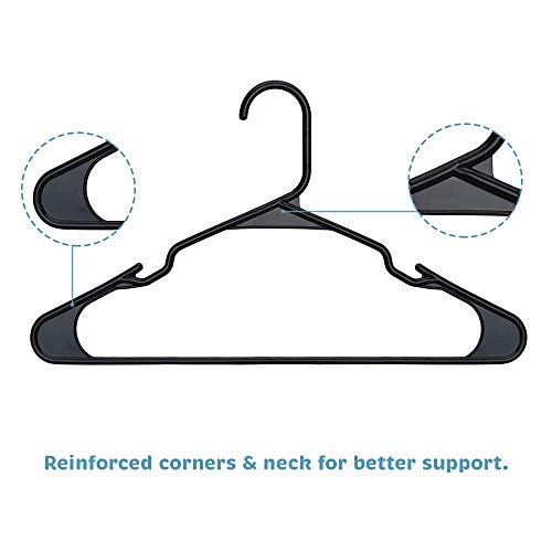 Plastic Clothes Hangers 50 Pack, Black-Lightweight Space Saving Notched Hangers, Non Slip Plastic Hangers for Adult Everyday Use & Closet Organization, Heavy Duty Standard Cloth Hangers Thin and Slim | The Storepaperoomates Retail Market - Fast Affordable Shopping