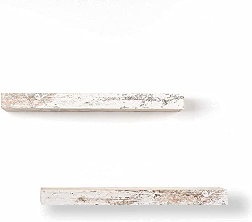 Scholartree Floating Shelves for Wall Mounted Set of 2, Wood Shelf for Living Room, Bedroom Rustic White | The Storepaperoomates Retail Market - Fast Affordable Shopping