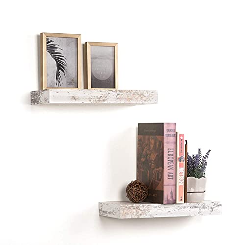Scholartree Floating Shelves for Wall Mounted Set of 2, Wood Shelf for Living Room, Bedroom Rustic White | The Storepaperoomates Retail Market - Fast Affordable Shopping