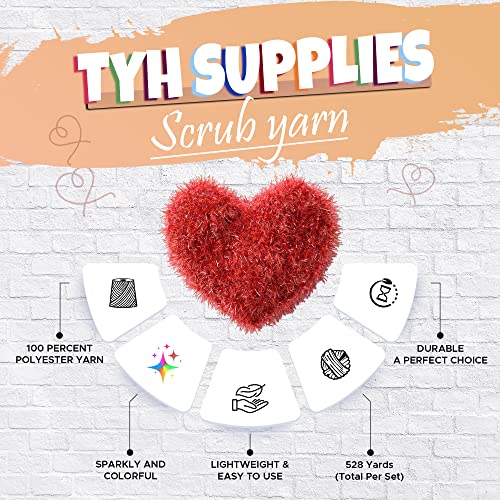 TYH Supplies 8 Skeins Scrubby Yarn for Dishcloths – 100% Polyester Material for Crocheting, Knitting, and Dishwashing – 66 Yard per Skein with an Assortment of Rainbow Colors | The Storepaperoomates Retail Market - Fast Affordable Shopping