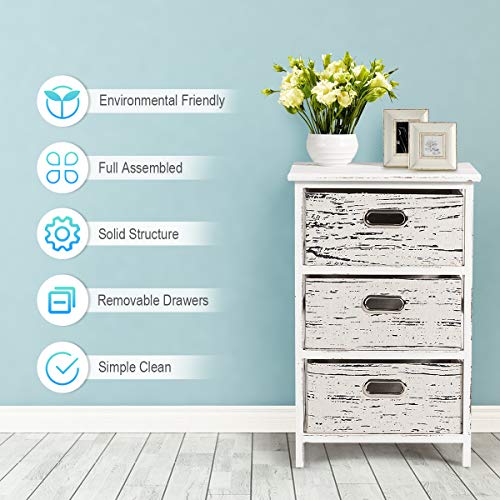 Giantex Storage Drawer Units W/ 3 Fabrics Storage Drawers and Wood Frame, Multiple Dresser Cabinet Chest Organizer Bins for Living Room, Bedroom Sofa Side End Table Vertical Dresser Storage Tower (1) | The Storepaperoomates Retail Market - Fast Affordable Shopping