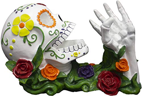 World of Wonders Sugar Skull Day of The Dead Decorative Wine Bottle Holder | Dia de Los Muertos Decorations and Tabletop Halloween Decorations | Skull Decor for Home – 11″ | The Storepaperoomates Retail Market - Fast Affordable Shopping