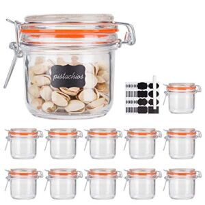 Glass Jars With Airtight Lids,Encheng 7 oz Mason Jars,Glass Jars With Leak Proof Rubber Gasket 200ml,Storage Jars With Hinged Lid for Home and Kitchen,GlassStorage Containers With Lids 12 Pack …