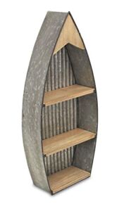 Contemporary Home Living 10.5″ Gray and Brown Wall Hanging Boat with Shelves