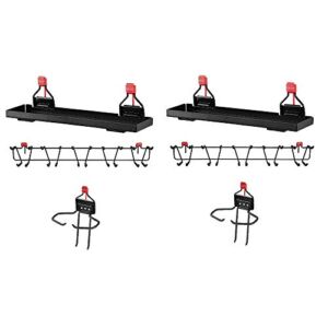 Rubbermaid Outdoor Metal Storage Accessories Shelf (2 Pack) and Rubbermaid Mounted Wire Basket Tool Organizer (2 Pack) with 34 Inch Tool Rack (2 Pack)