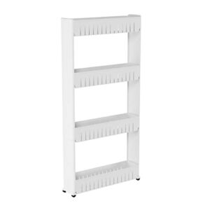 Mobile Shelving Unit Organizer with 4 Large Storage Baskets, Slim Slide Out Pantry Storage Rack for Narrow Spaces by Everyday Home