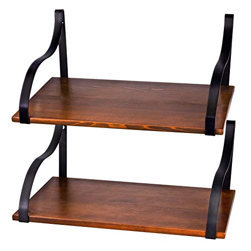 Floating Wall Shelves with Brackets, Solid Wood, Rustic Wall Mounted Large Shelving Storage, for Kitchens, Bathrooms, Bedrooms, Living Rooms, Farmhouse Wall Décor, 17″ x 11″, Set of 2 | The Storepaperoomates Retail Market - Fast Affordable Shopping
