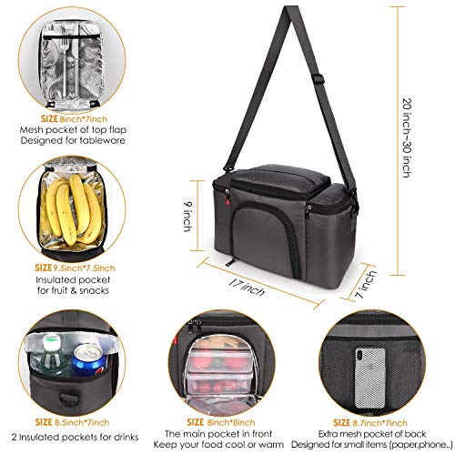 Tophie Lunch Box for Men Women, 15L Large Insulated Lunch Bag Women/Men Water-resistant Lunch Box with Removable Shoulder Strap Reusable Large Lunch Tote Bag for Work/School /Picnic/Travel | The Storepaperoomates Retail Market - Fast Affordable Shopping