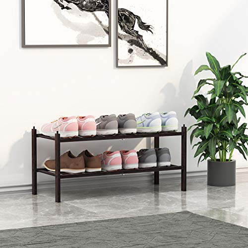 BAMEOS 2-Tier Shoe Rack,Bamboo Stackable Shoe shelf Storage Organizer,27.2″x11″x13.2″ For Entryway, Hallway, and Closet | The Storepaperoomates Retail Market - Fast Affordable Shopping