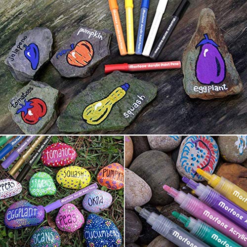 Morfone Acrylic Paint Marker Pens, Set of 12 Colors Markers Water Based Paint Pen for Rock Painting, Canvas, Photo Album, DIY Craft, School Project, Glass, Ceramic, Wood, Metal (Medium Tip) | The Storepaperoomates Retail Market - Fast Affordable Shopping