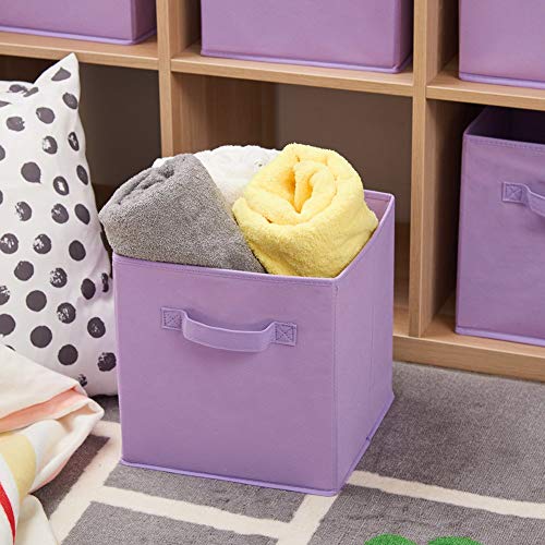 EZOWare Set of 6 Foldable Fabric Basket Bin Collapsible Storage Cube For Nursery, Toys Organizer, Shelf Cabinet (Purple) | The Storepaperoomates Retail Market - Fast Affordable Shopping