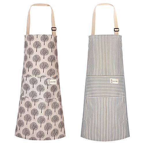 2 Pieces Linen Cooking Kitchen Apron for Women and Men Kitchen Bib Apron with Pocket Adjustable Soft Chef Apron | The Storepaperoomates Retail Market - Fast Affordable Shopping