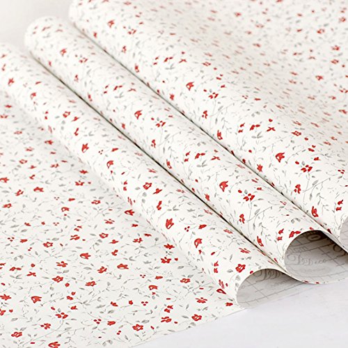 Yifely Red Rural Floral Shelf Liner Locker Decor Sticker Self-Adhesive Furniture Paper 17.7 Inch by 9.8 Feet | The Storepaperoomates Retail Market - Fast Affordable Shopping