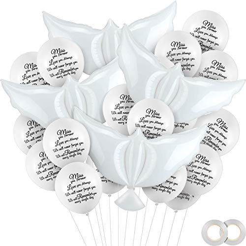36 Pieces White Memorial Balloons with 4 Pieces Peace Dove Balloons Pigeon Bird Balloons Funeral Remembrance Helium Balloons for Condolence, Funeral, Anniversary, Memorial Services | The Storepaperoomates Retail Market - Fast Affordable Shopping