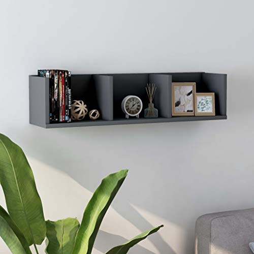 INLIFE CD Wall Shelf with 3 Open Compartment Chipboard Wall Mounted Storage Shleves Floating Shelf for Living Room,Bedroom,Office Home Furniture Gray 29.5″x7.1″x7.1″(LxWxH) | The Storepaperoomates Retail Market - Fast Affordable Shopping