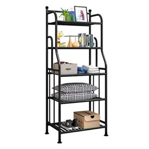 Forthcan Shelving Unit Bakers Rack Metal Storage Shelves Laundry Shelf Organizer Standing Shelf Units for Laundry Kitchen Bathroom Pantry Closet Indoor and Outdoor (5 Tier, Black)