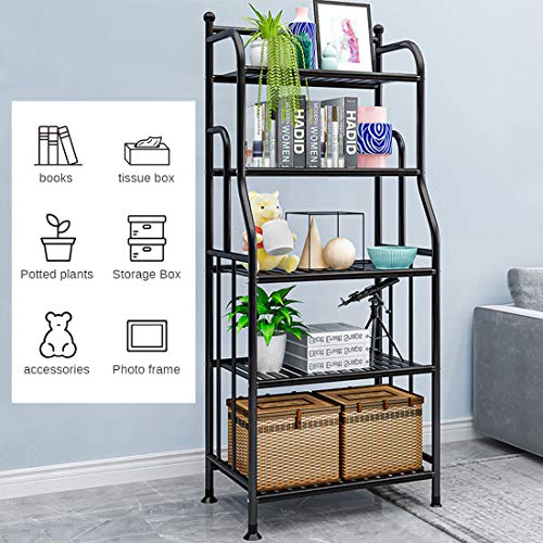 Forthcan Shelving Unit Bakers Rack Metal Storage Shelves Laundry Shelf Organizer Standing Shelf Units for Laundry Kitchen Bathroom Pantry Closet Indoor and Outdoor (5 Tier, Black) | The Storepaperoomates Retail Market - Fast Affordable Shopping