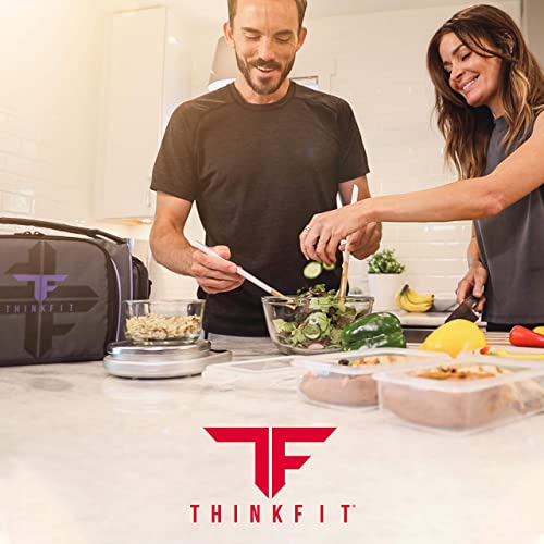 ThinkFit Insulated Meal Prep Lunch Box with 6 BPA-Free, Reusable, Microwavable, Freezer Safe Food Portion-Control Containers, Shaker Cup, Pill Organizer, Lunch Bag with Storage Pocket – (Black) | The Storepaperoomates Retail Market - Fast Affordable Shopping