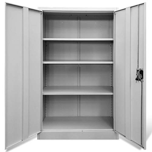 vidaXL Office Cabinet 35.4″x15.7″x55.1″ Steel Gray，Metal Storage Cabinet，Great Steel Locker for Garage, Kitchen Pantry, Office and Laundry Room | The Storepaperoomates Retail Market - Fast Affordable Shopping