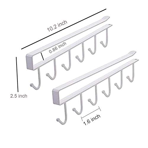 EigPluy 2pcs Mug Hooks Under Cabinet Cups Wine Glasses Storage Hook Multifunction Nail Free Coffee Cups Holder Kitchen Utensil Holder Ties Belts Scarf Hanging Hooks Rack Holder,White | The Storepaperoomates Retail Market - Fast Affordable Shopping