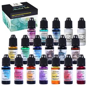 Alcohol Ink Set Epoxy Resin Dye- LET’S RESIN Vibrant Colors Alcohol Ink for Epoxy Resin, Concentrated Alcohol Based Resin Ink for Tumblers,Epoxy Resin Molds,Alcohol Inks Art (Each 0.35oz x 18 Bottle)