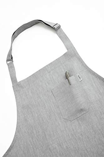 Solino Home Thanksgiving Linen Kitchen Apron – 100% Pure Linen Bib Apron for Men & Women with front Pockets European Flax, Light Grey | The Storepaperoomates Retail Market - Fast Affordable Shopping