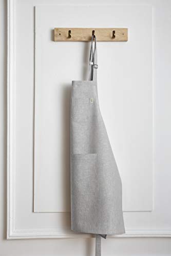 Solino Home Thanksgiving Linen Kitchen Apron – 100% Pure Linen Bib Apron for Men & Women with front Pockets European Flax, Light Grey | The Storepaperoomates Retail Market - Fast Affordable Shopping