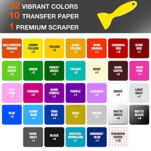 HTVRONT Vinyl for Cricut – 65 Pack Permanent Adhesive Vinyl Sheets Set – 55 Vinyl Sheets 12″ x 12″ & 10 Transfer Tape Sheets, 35 Color for Party Decoration, Sticker, Craft Cutter, Car Decal | The Storepaperoomates Retail Market - Fast Affordable Shopping