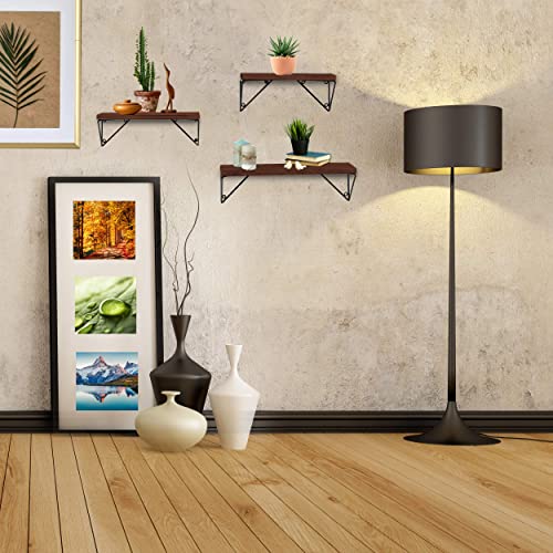 Halter Decorative Wall Mounted Floating Wood Shelf for Bedroom, Bathroom, Living Room and Kitchen, Set of 3, Vintage | The Storepaperoomates Retail Market - Fast Affordable Shopping
