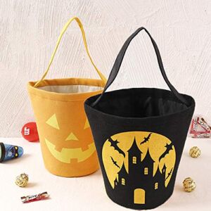 Zhenpony Halloween Trick or Treat Bag, Pumpkin Canvas Candy Tote Bucket Multipurpose Portable Collapsible Reusable Goody Bucket – Best Halloween Party Gifts