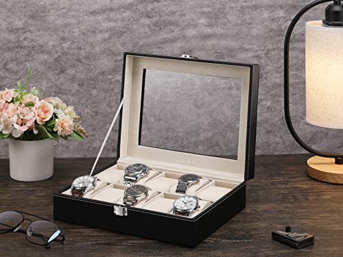 GUKA Watch Box 10 Slot Display Case Real Glass Organizer Storage with Pu Leather for Men and Women | The Storepaperoomates Retail Market - Fast Affordable Shopping