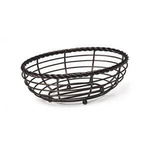 Gourmet Basics by Mikasa Rope Metal Oval Bread Basket, Black, 11-Inch –