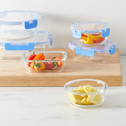 Amazon Basics Glass Food Storage Container with BPA-Free Locking Lid – Set of 14 | The Storepaperoomates Retail Market - Fast Affordable Shopping