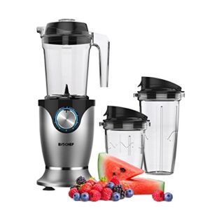 BioChef Galaxy Blender – 1000W High Performance, Personal Blender Smoothie Maker – 1.45L Jug and 2 Travel Cups Included (Chrome)