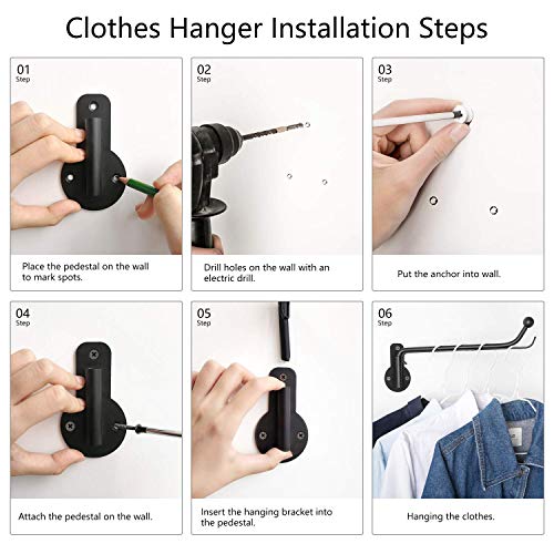 Mkono Wall Mounted Clothes Hanger with Swing Arm Holder Valet Hook Metal Hanging Drying Rack Space Saver for Closet Organizer, Bathroom, Bedroom, Laundry Room 2 Pack, Black | The Storepaperoomates Retail Market - Fast Affordable Shopping