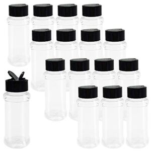 16 Pack 3.4oz/100ml Plastic Spice Bottles Set,Empty Seasoning Containers with Black Cap,Clear Reusable Containers Jars for Spice,Herbs,Powders,Glitters