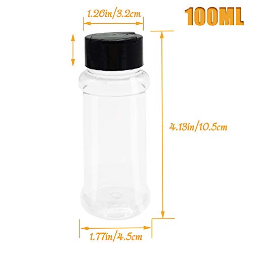 16 Pack 3.4oz/100ml Plastic Spice Bottles Set,Empty Seasoning Containers with Black Cap,Clear Reusable Containers Jars for Spice,Herbs,Powders,Glitters | The Storepaperoomates Retail Market - Fast Affordable Shopping
