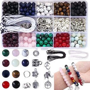 Fishdown 418 pcs 8mm Crystal Beads for Jewelry Making, Natural Stone Healing Beads for Bracelets, Gemstone Beading & Jewelry Necklace Making DIY Kit